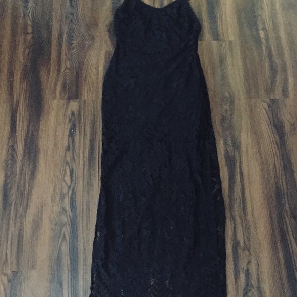 Jhene Aiko Lovers & Friends Black Reflections Maxi Lace Dress Small - Picture 6 of 9